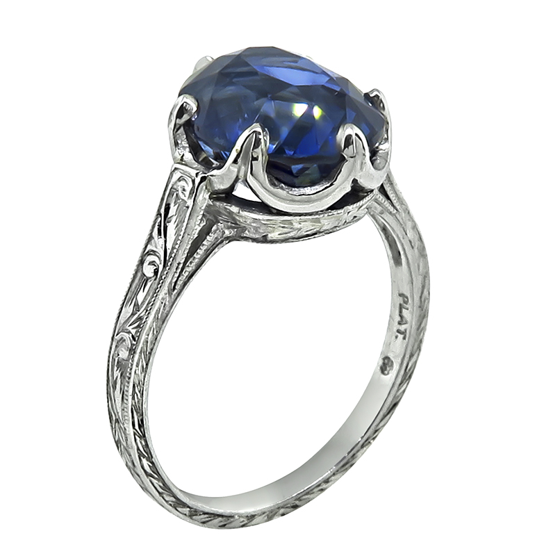 Edwardian 5.01ct Sapphire Engagement Ring