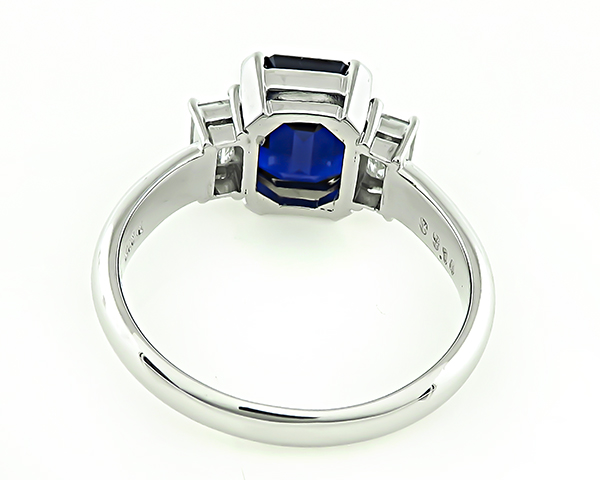 Estate 3.14ct Sapphire 0.51ct Diamond Engagement Ring