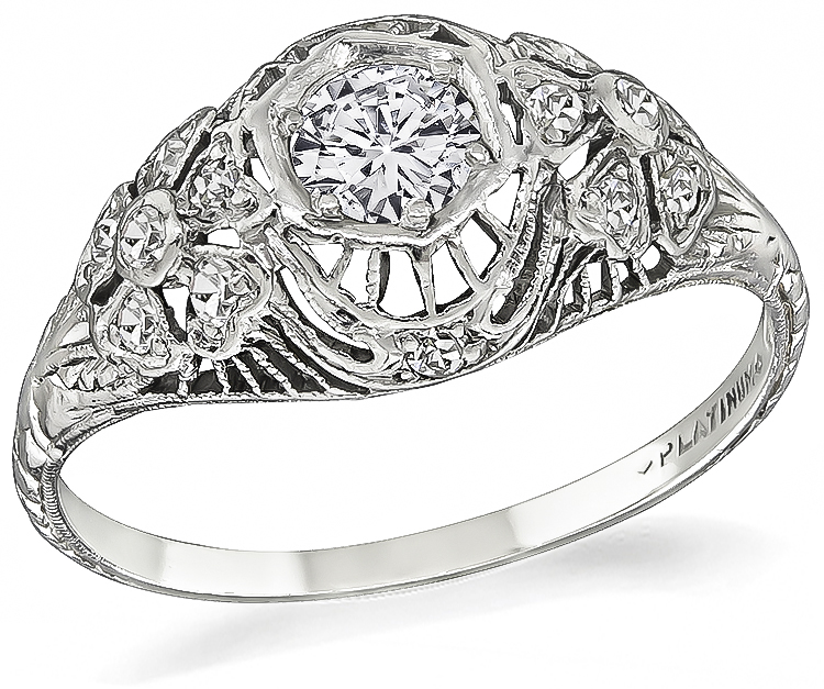 Art Deco 0.35ct Diamond Engagement Ring