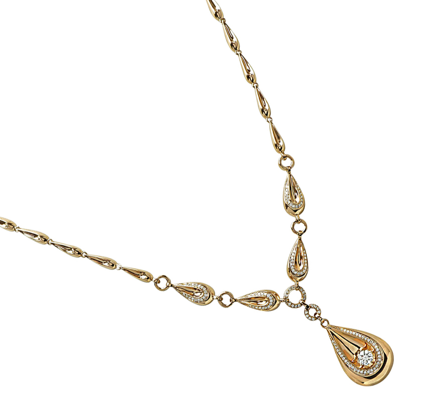 Estate 0.64ct Diamond Pink Gold Necklace