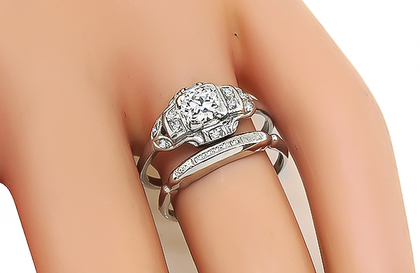 Estate 0.40ct Diamond Engagement Ring and Wedding Band Set