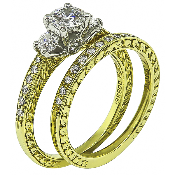 Estate Scott Kay 0.50ct Diamond Engagement Ring and Wedding Band Set