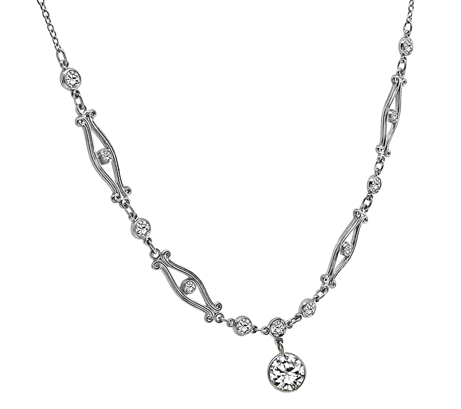 Estate 0.63ct Diamond 0.40ct Side Diamond Necklace