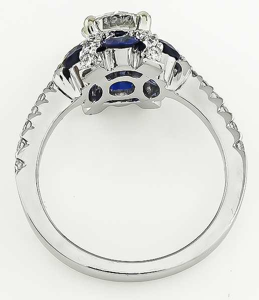 Estate 0.89ct Diamond 1.56ct Sapphire Engagement Ring