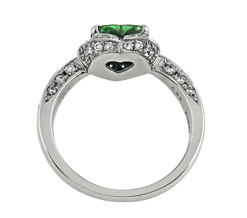 Estate 0.93ct Emerald 0.50ct Diamond Heart Ring