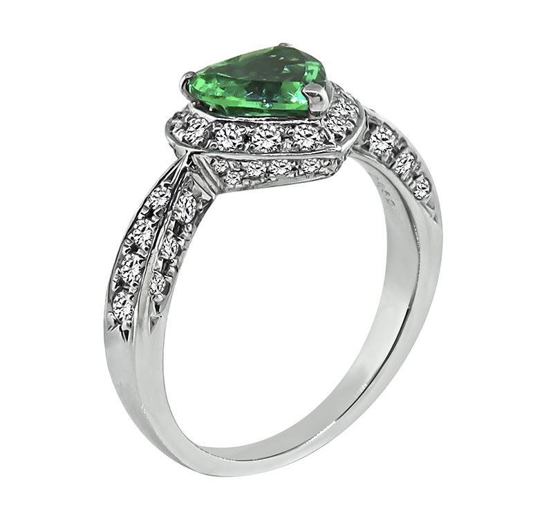 Estate 0.93ct Emerald 0.50ct Diamond Heart Ring