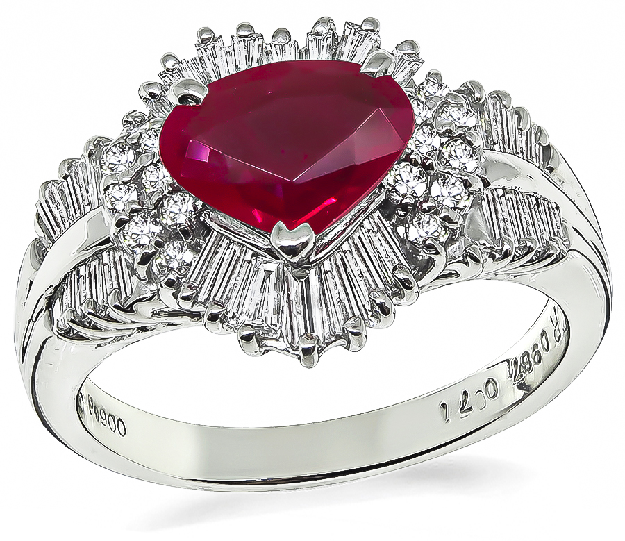 Estate 0.98ct Burmese Ruby 0.71ct Diamond Ring