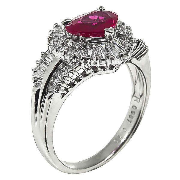 Estate 0.98ct Burmese Ruby 0.71ct Diamond Ring