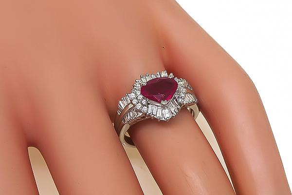 Estate 0.98ct Burmese Ruby 0.71ct Diamond Ring