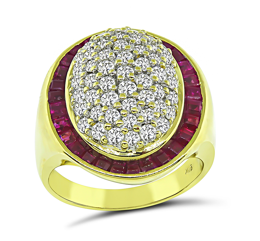 Estate 1.00ct Diamond 1.84ct Ruby Gold Ring