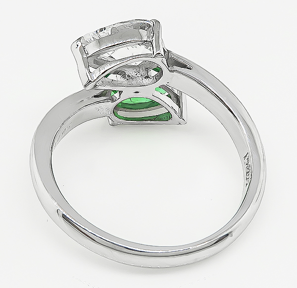 Estate 1.00ct Diamond 0.63ct Colombian Emerald Ring