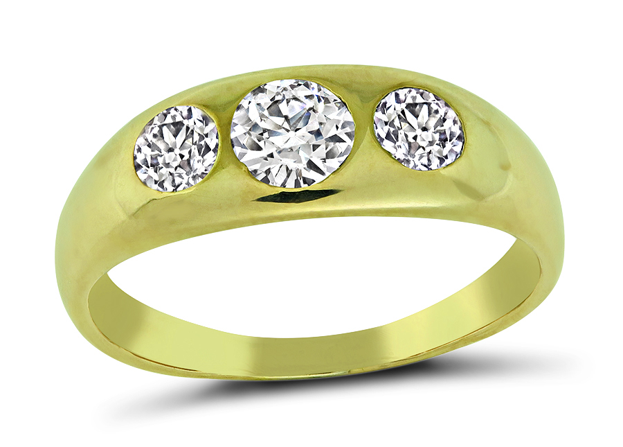 Estate 1.00ct Diamond Three Stone Gold Ring