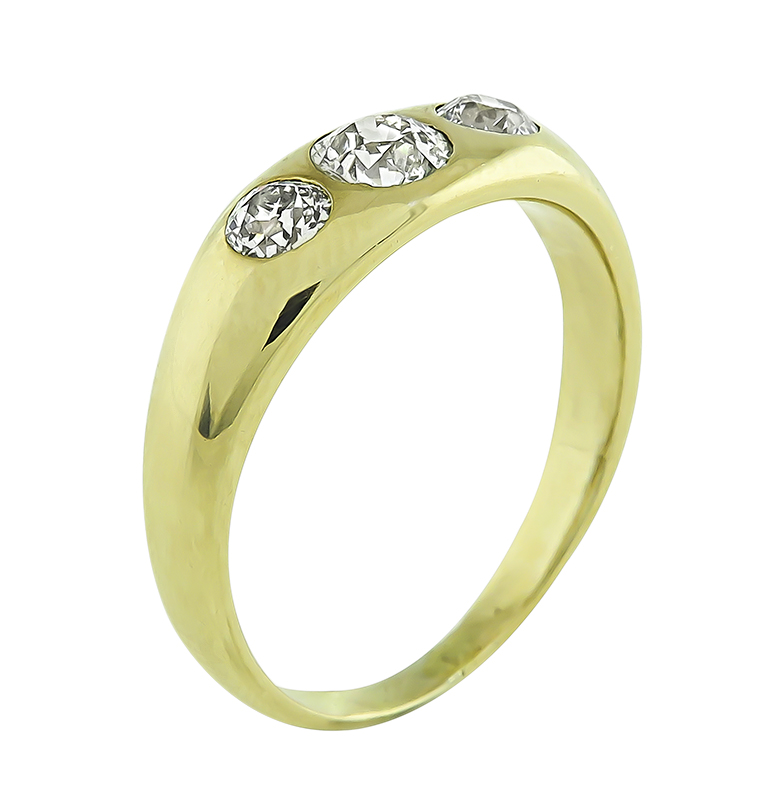 Estate 1.00ct Diamond Three Stone Gold Ring