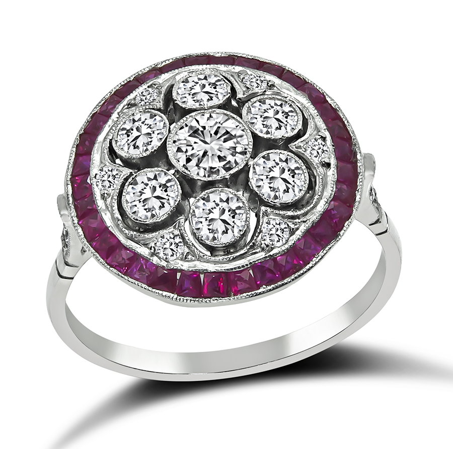 Estate 1.00ct Diamond Ruby Ring