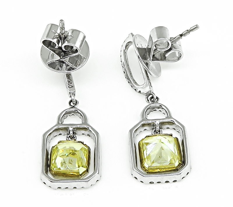 Estate 1.00ct Fancy Yellow Diamond Dangling Earrings