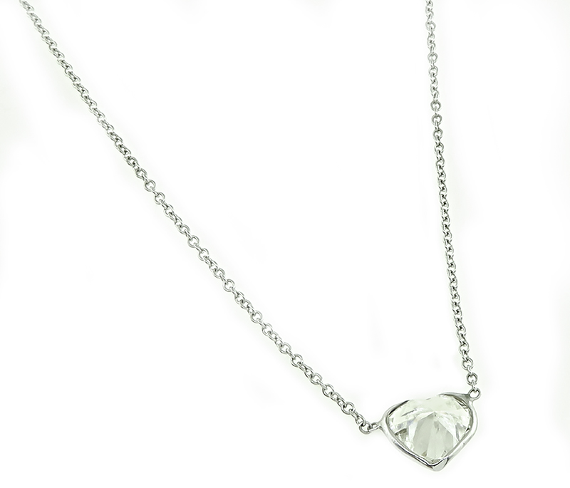 Estate 1.01ct Diamond Heart Pendant Necklace