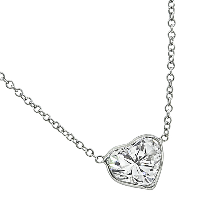 Estate 1.01ct Diamond Heart Pendant Necklace