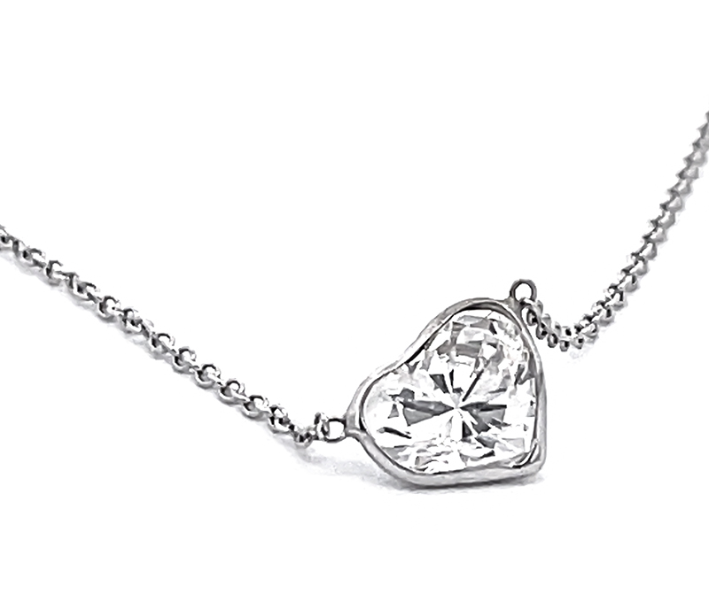 Estate 1.01ct Diamond Heart Pendant Necklace