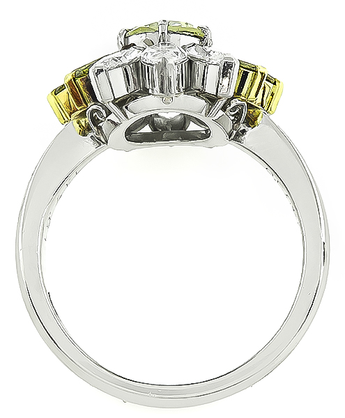 Estate 1.02ct Fancy Light Yellow Center Diamond Engagement  Ring