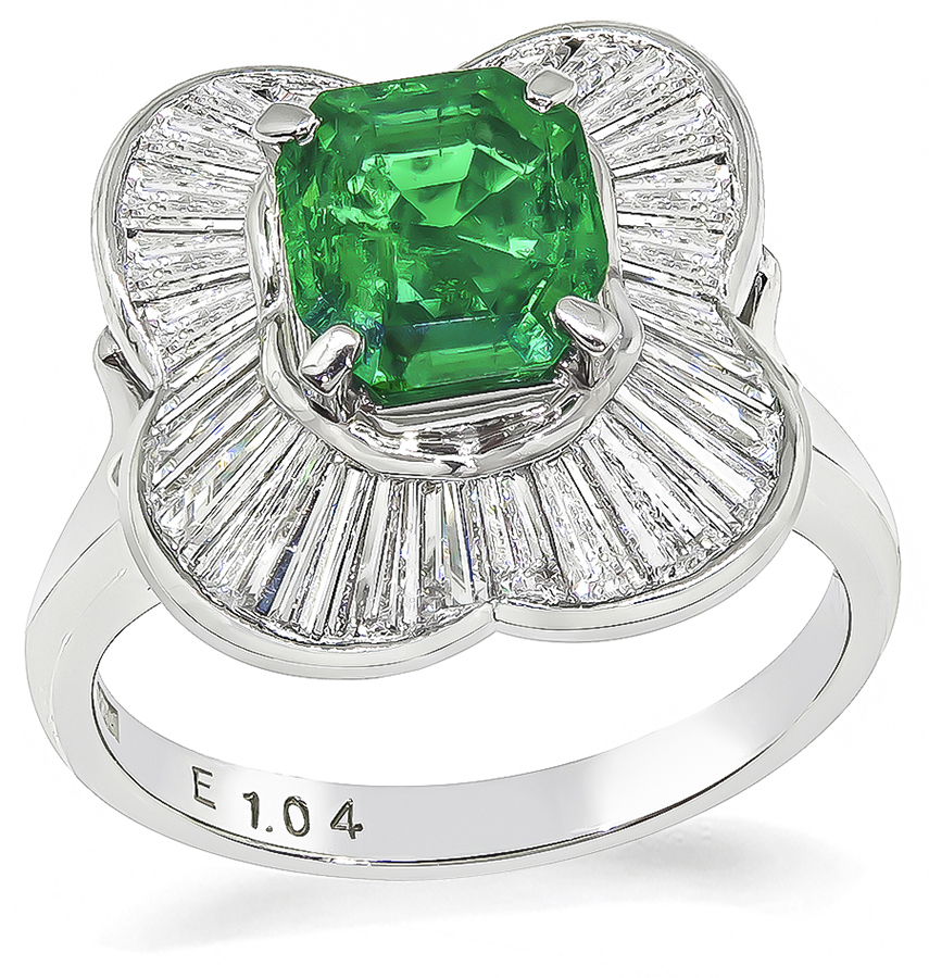 Estate 1.04ct Colombian Emerald 1.25ct Diamond Cocktail Ring