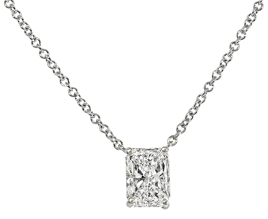 Estate 1.04ct Laser Drilled Diamond Solitaire Pendant Necklace