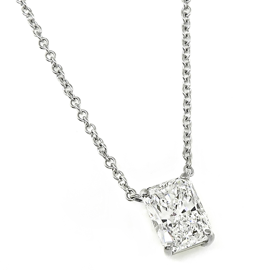 Estate 1.04ct Laser Drilled Diamond Solitaire Pendant Necklace