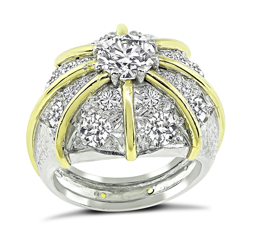 1.04ct Center Diamond 2.00ct Side Diamond Cocktail Ring