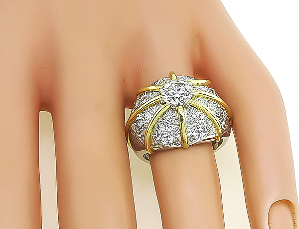 1.04ct Center Diamond 2.00ct Side Diamond Cocktail Ring