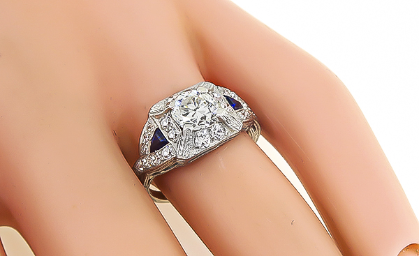 GIA Certified 1.06ct Diamond Art Deco Engagement Ring