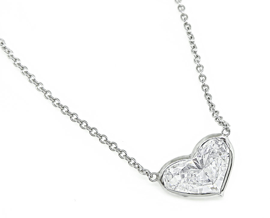 Estate 1.11ct Diamond Heart Pendant Necklace