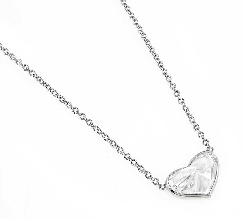 Estate 1.11ct Diamond Heart Pendant Necklace