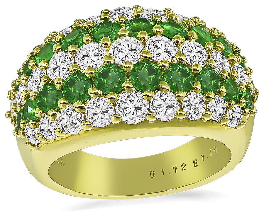 Estate 1.72ct Diamond 1.14ct Emerald Gold Ring