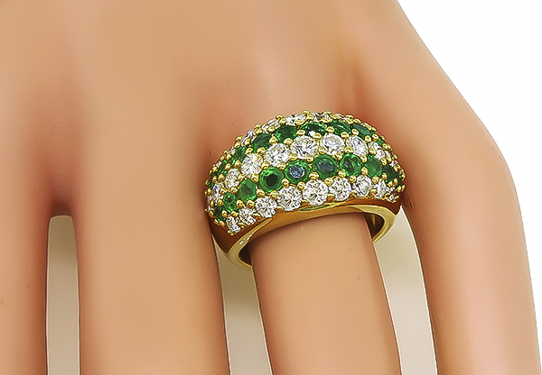 Estate 1.72ct Diamond 1.14ct Emerald Gold Ring