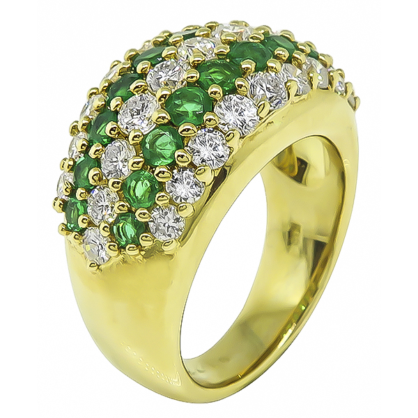 Estate 1.72ct Diamond 1.14ct Emerald Gold Ring