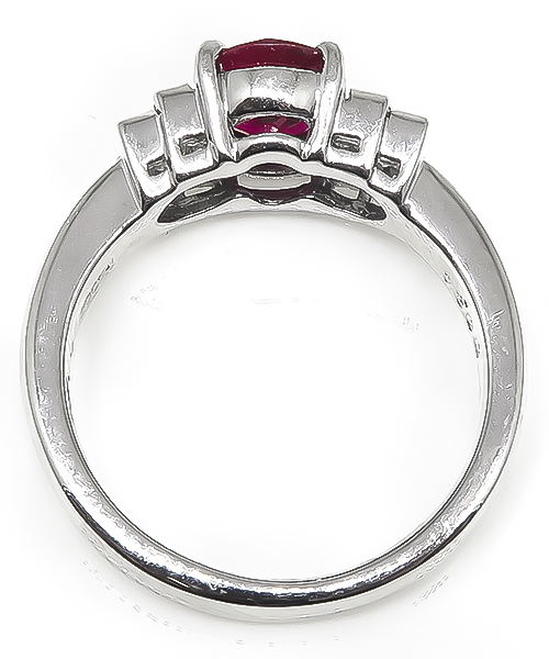 Estate AIGS Certified 1.14ct Burmese Ruby Diamond Engagement Ring
