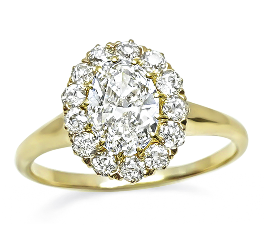 Estate 1.15ct Diamond Halo Engagement Ring