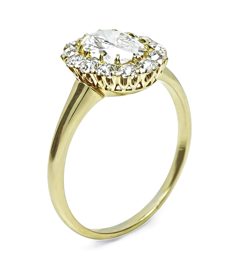 Estate 1.15ct Diamond Halo Engagement Ring