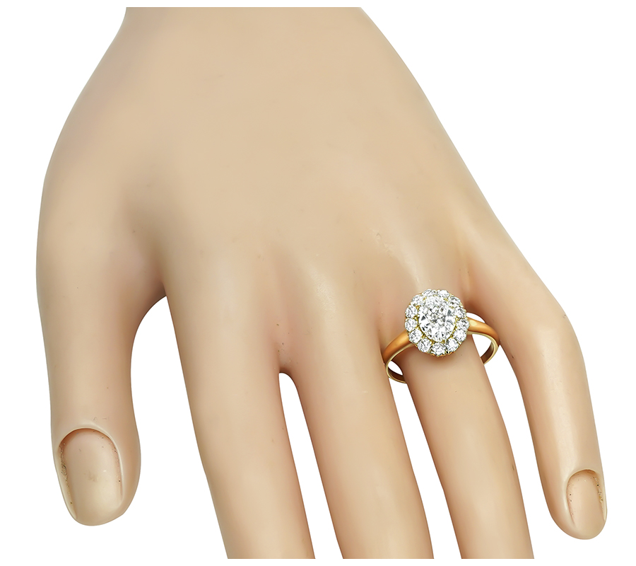 Estate 1.15ct Diamond Halo Engagement Ring