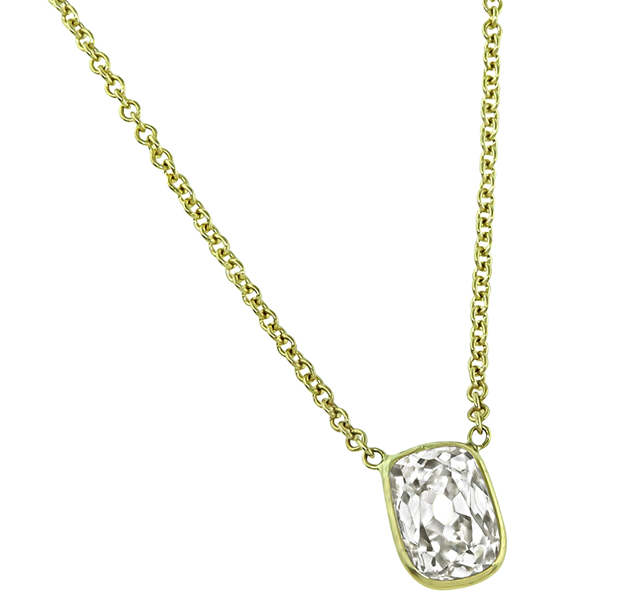 Estate 1.15ct Diamond Yellow Gold Solitaire Pendant Necklace