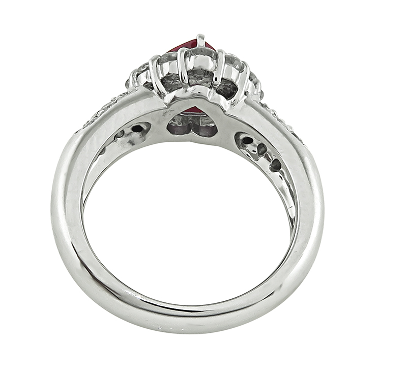 Estate 1.16ct Burma Ruby 1.00ct Diamond Heart Ring