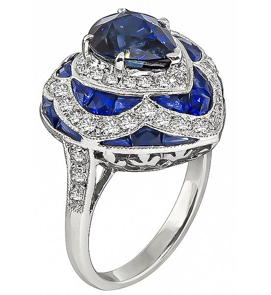 Estate 2.93ct Sapphire 0.80ct Diamond Cocktail Ring