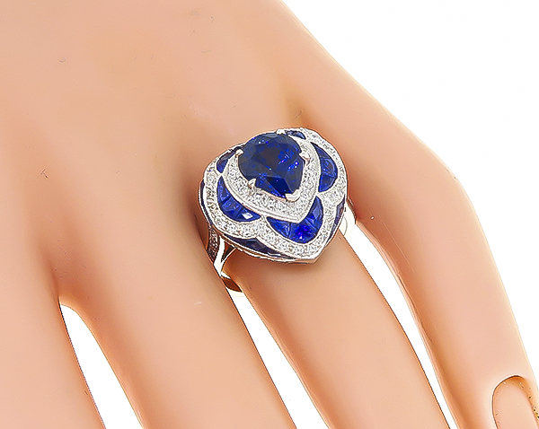 Estate 2.93ct Sapphire 0.80ct Diamond Cocktail Ring