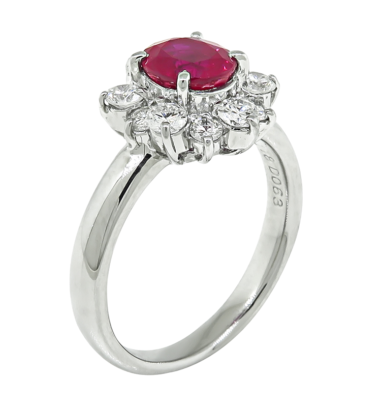 Estate 1.18ct Ruby 0.63ct Diamond Engagement Ring