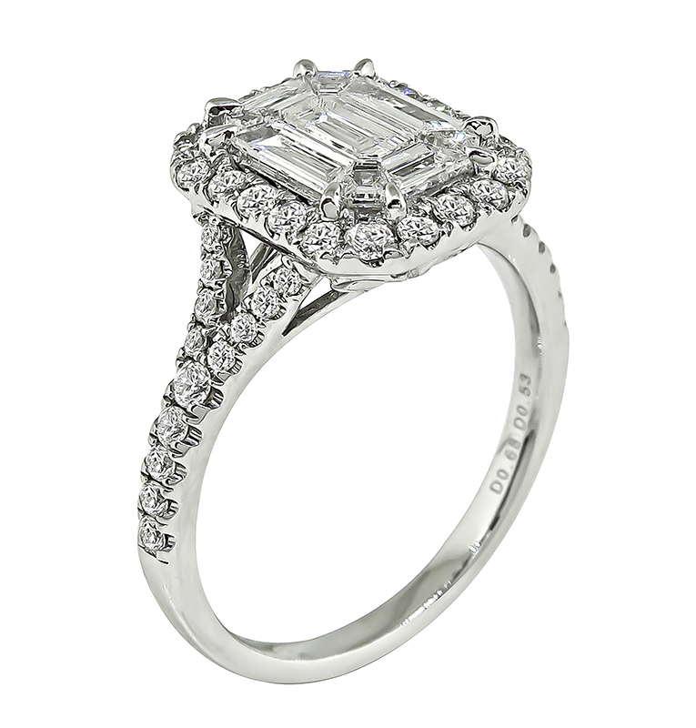 Estate 0.68ct Center Diamond 0.53ct Diamond Engagement Ring