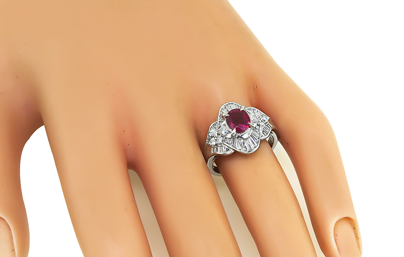 Estate 1.21ct Ruby 0.90ct Diamond Ring