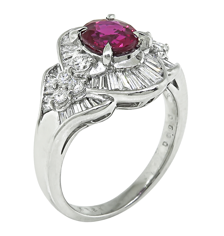 Estate 1.21ct Ruby 0.90ct Diamond Ring