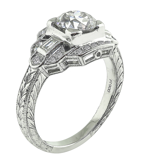 Art Deco Style 1.24ct Diamond Engagement Ring