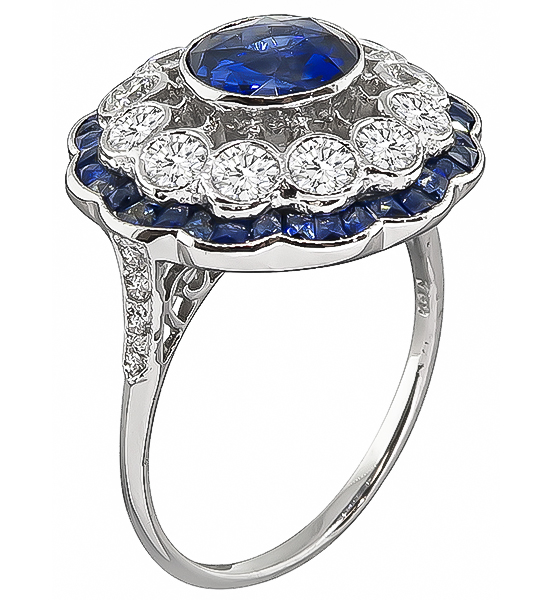 Estate 1.25ct Sapphire 0.90ct Diamond Ring