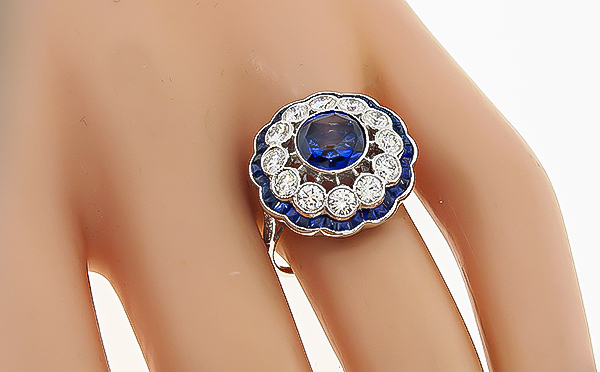 Estate 1.25ct Sapphire 0.90ct Diamond Ring