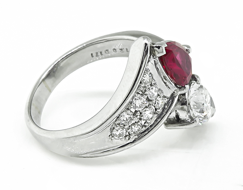 Estate 1.28ct Burma Ruby 1.71cttw Diamond Ring